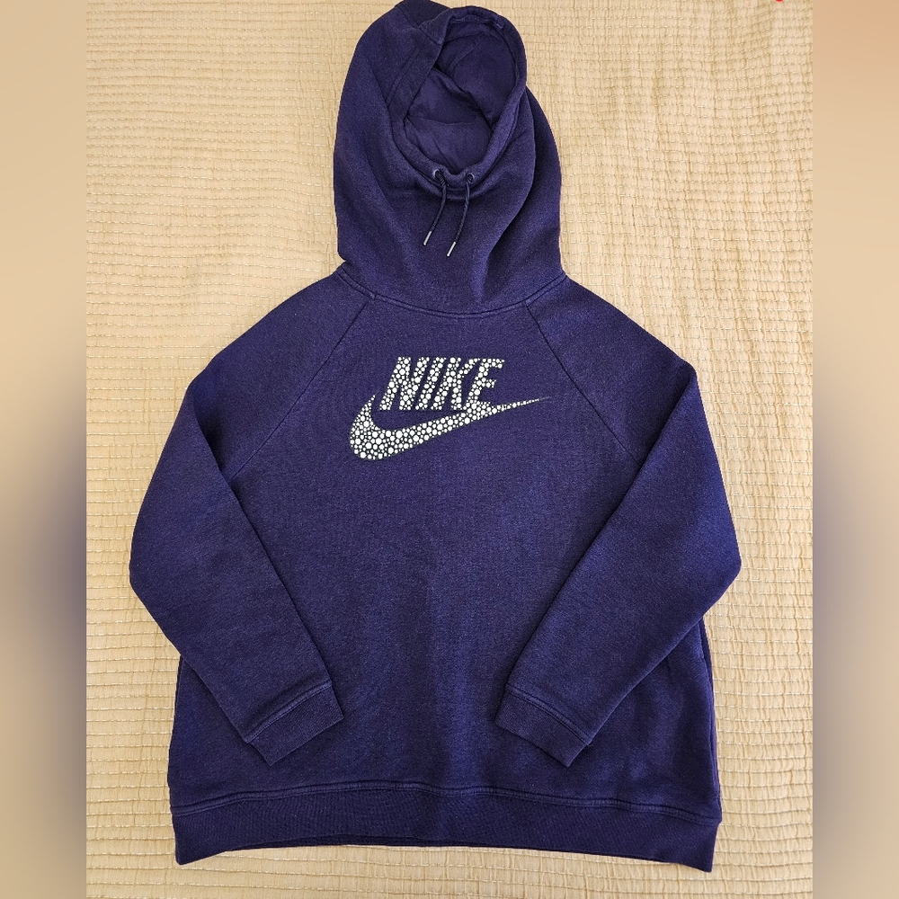Nike Funnel Neck Deep Purple Metallic Graphic Pullover Hoodie Sweatshirt XL